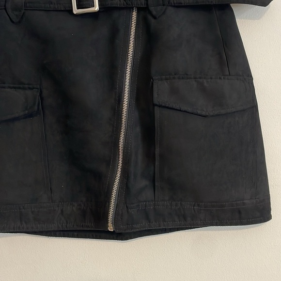NWT Edgy Cargo Mini Skirt 4 Black Zipper Contemporary Minimalist grunge Divided - Picture 6 of 15